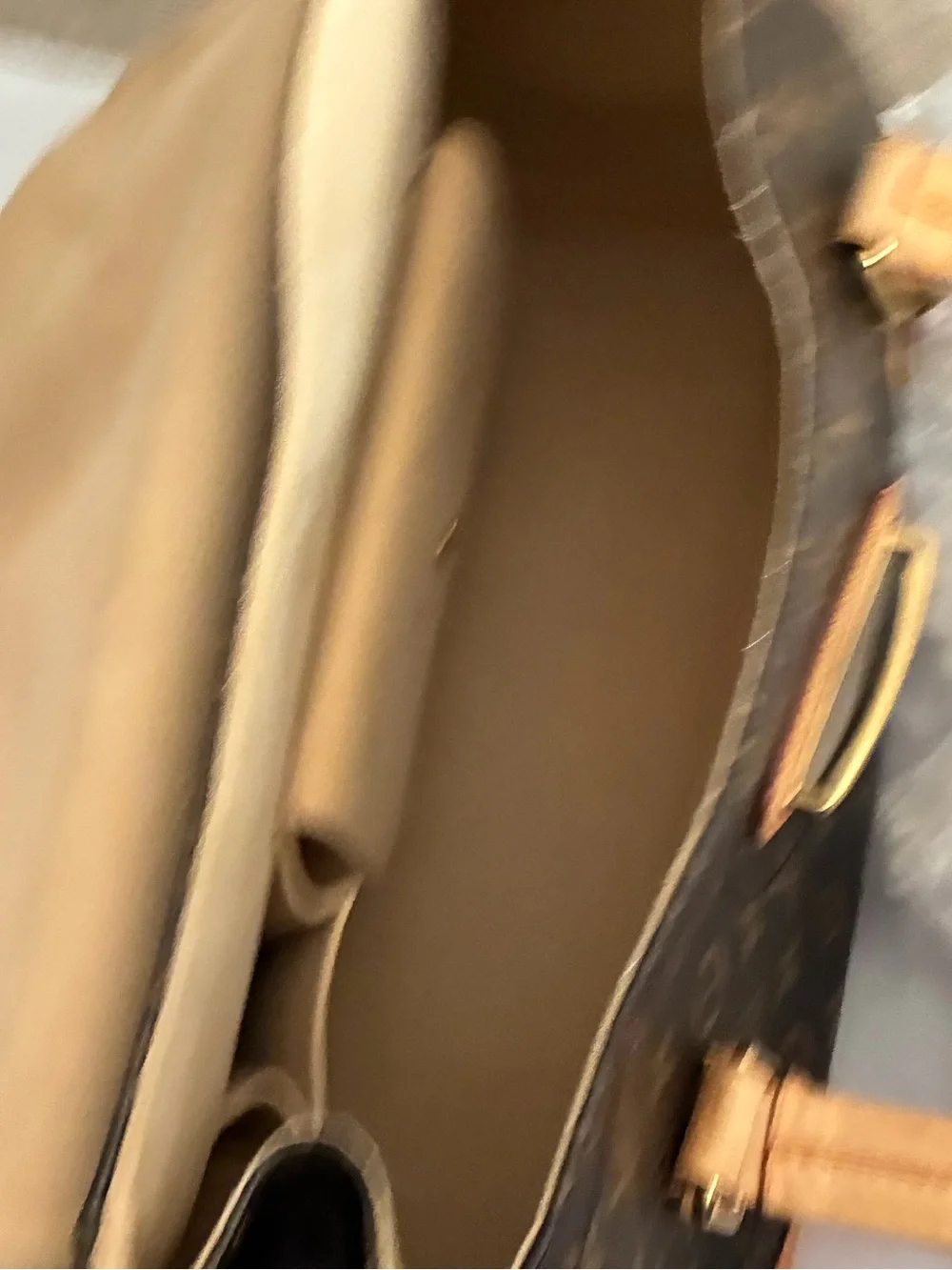 Louis Vuitton Brown Monogram Satchel with Tan Leather Handles
